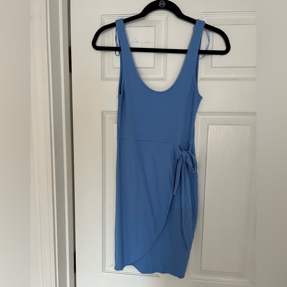 Sky Blue Mini Knit Zara Wrap Dress